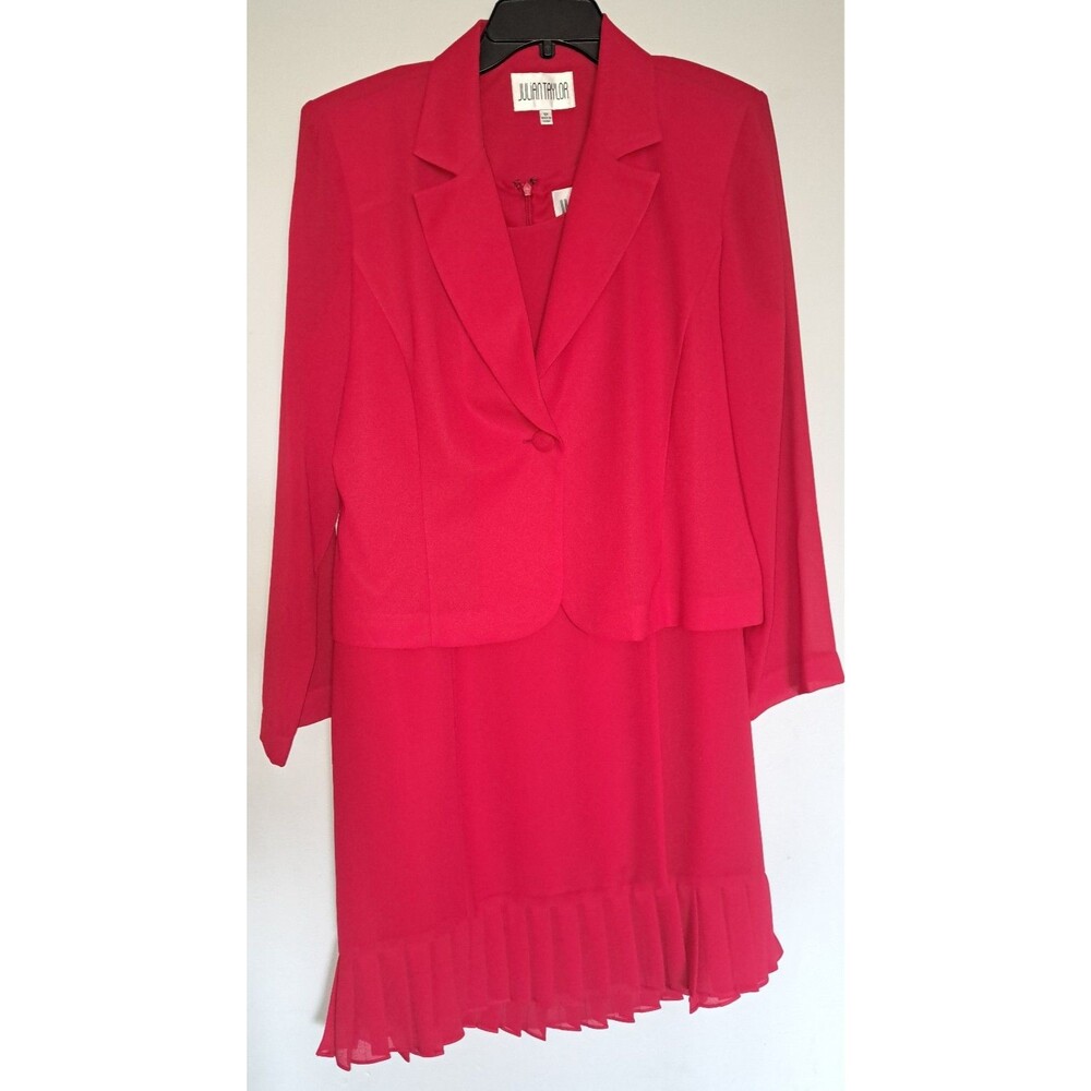 Julian Taylor Red two-piece skirt suit set